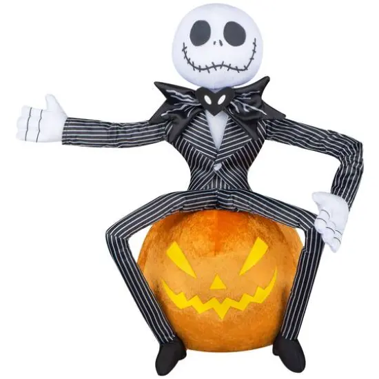 16.5" Jack Skellington on Jack-O'-Lantern Halloween Greeter {1}