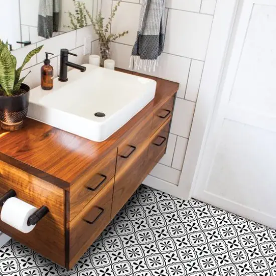 RoomMates Cosmos Black & White Peel & Stick Floor Tile {3}