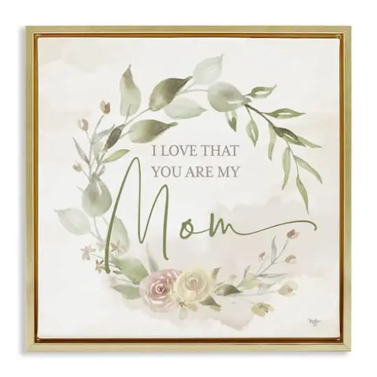 Stupell Industries Mother's Day Rose Wreath Floater Framed Art Gold {1}