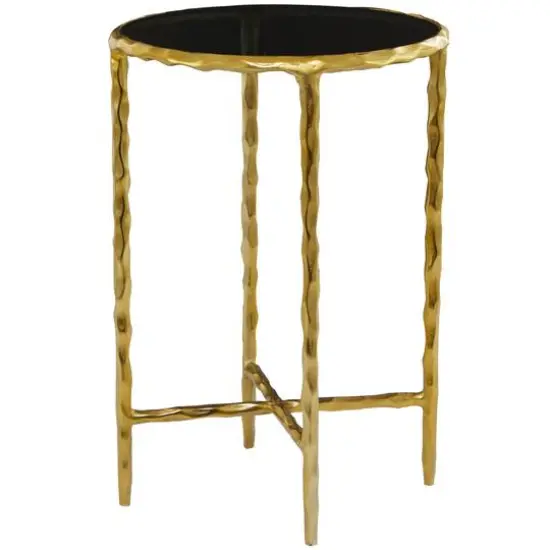 22" Aluminum Accent Table with Shaded Glass Top Gold {3}
