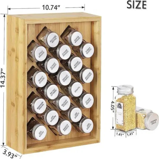 Freestanding Countertop Spice Shelf Holder with 20 Glass Jars Light Brown {4}