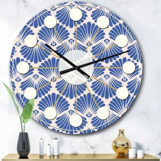 Designart 'Retro Blue Waves Mid-Century Modern Wall Clock {1}