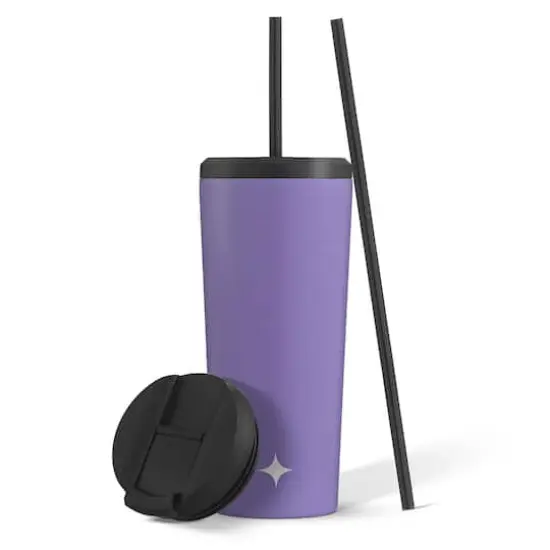 JoyJolt&reg; 20oz. Vacuum Insulated Tumbler with Flip Lid & Straw Purple {1}