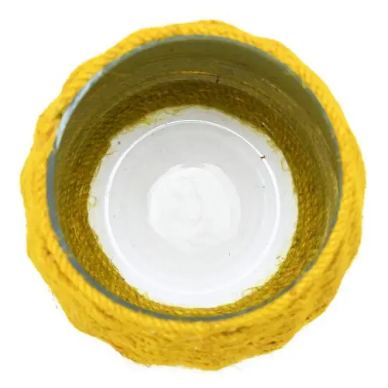 Hello Honey® 5.5" Mustard Hand-Woven Jute & Glass Votive Candle Holder {3}