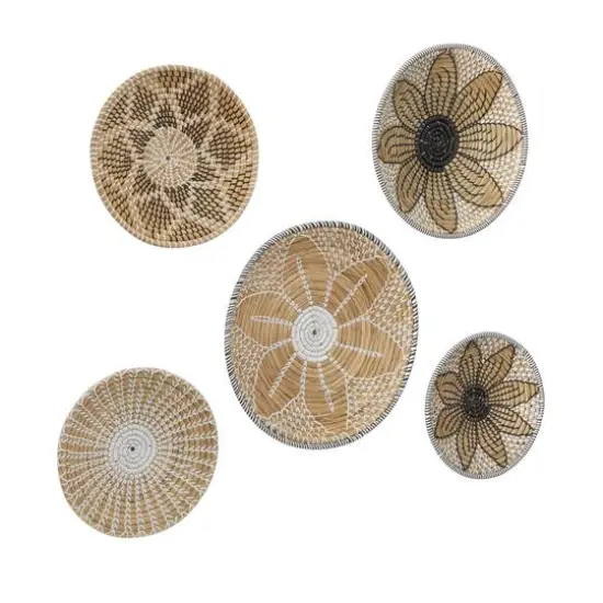Brown Seagrass Bohemian Wall Decor, Set of 5 13", 19", 16", 14" {3}