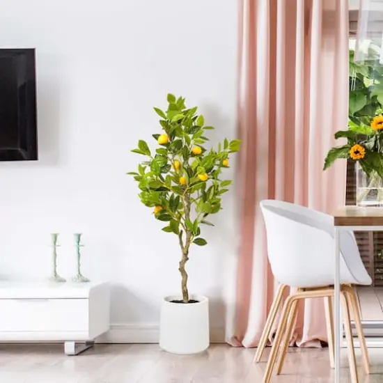 American Art Decor 5ft. Realistic Artificial Lemon Tree in White Pot {3}