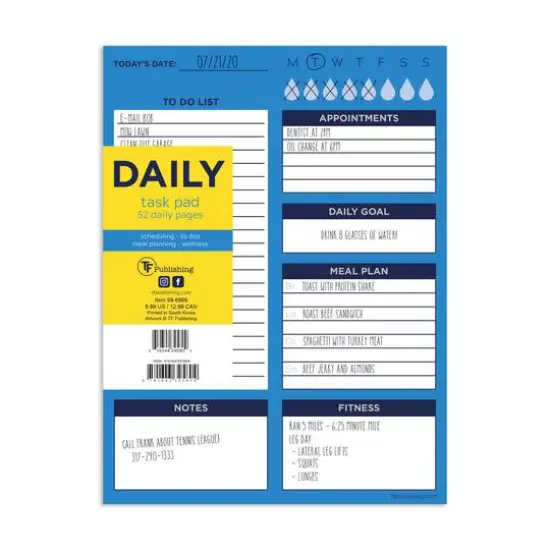 TF Publishing Bright Blue Day Daily Task Pad {1}