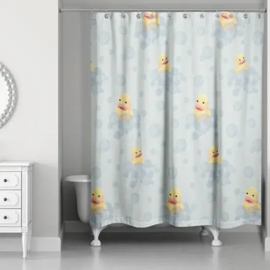 74" Rubber Duckies Shower Curtain Green {3}