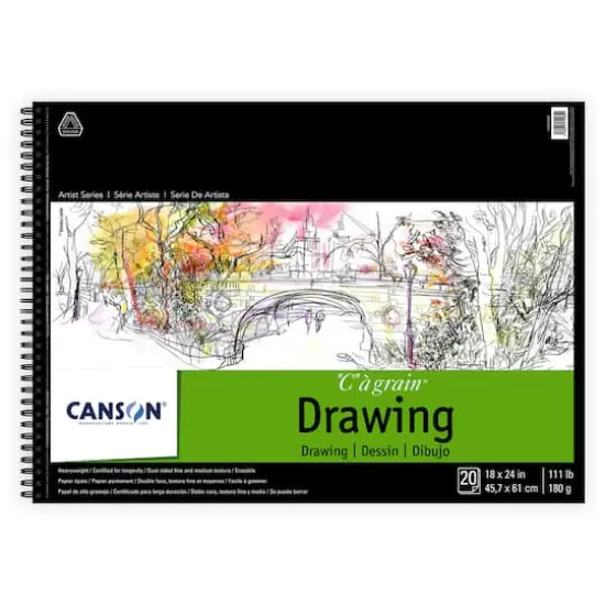 Canson&reg; Artist Series Wire Bound Pure White Drawing Pad {1}