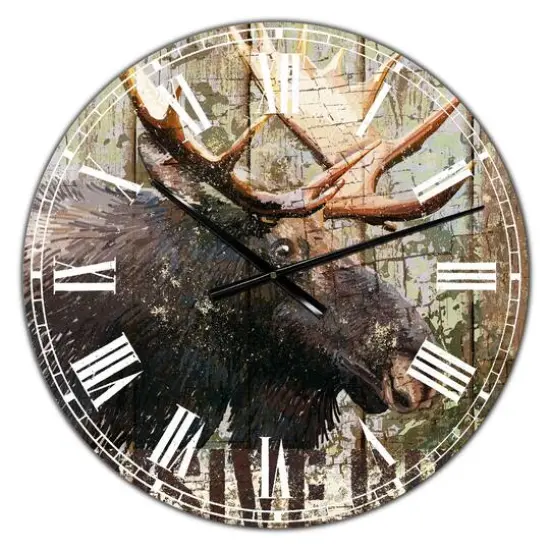 Designart 'Open Season Moose Oversized Traditional Wall Clock {1}