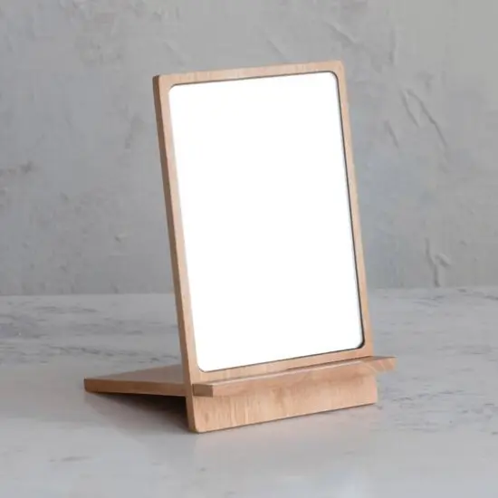 Hello Honey&reg; 9.75" Natural Rubberwood Reflections Desk Mirror {8}