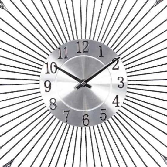 Silver Metal Modern Wall Clock, 23" x 23" x 2" {5}