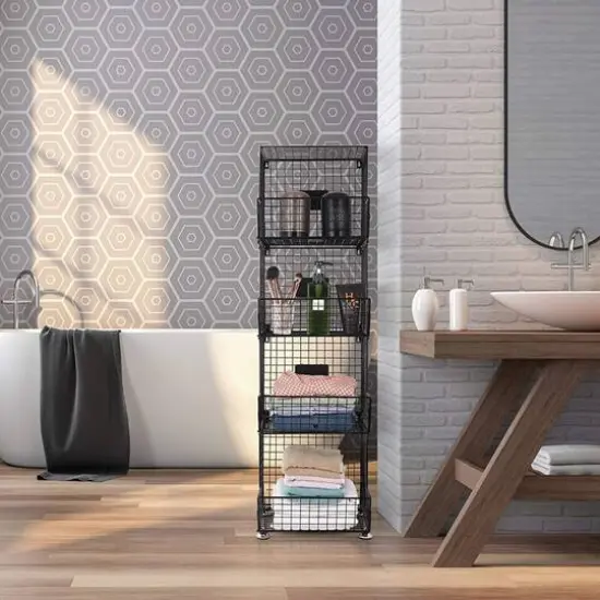 Black 4-Tier Rolling Fruit Cart {6}