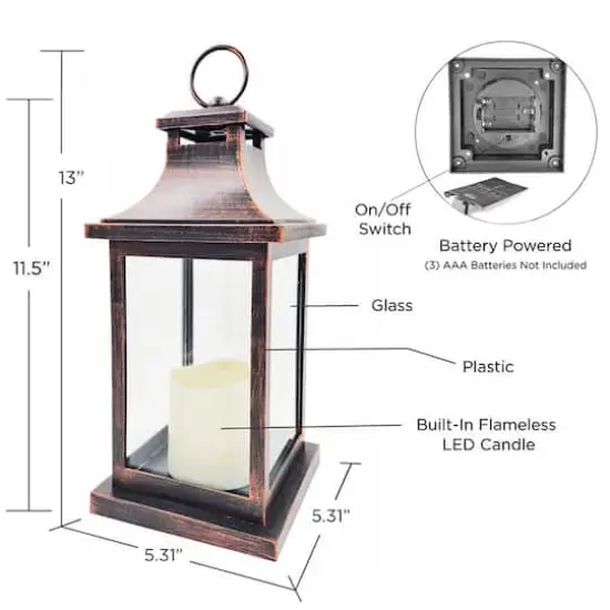 Kate Aspen&reg; Copper Hampton LED Vintage Decorative Lantern {7}