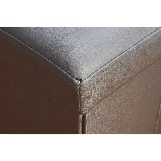 Simplify Metallic Faux Leather Folding Storage Ottoman Cube Pewter {7}