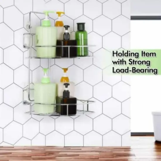 Silver 2-Tier Bathroom Shelf Storage {6}