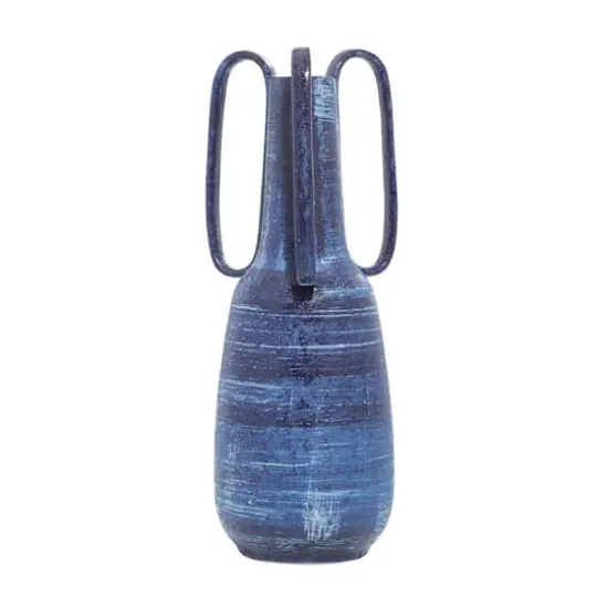 Blue Ceramic Contemporary Vase, 17" x 7" x 7" {3}