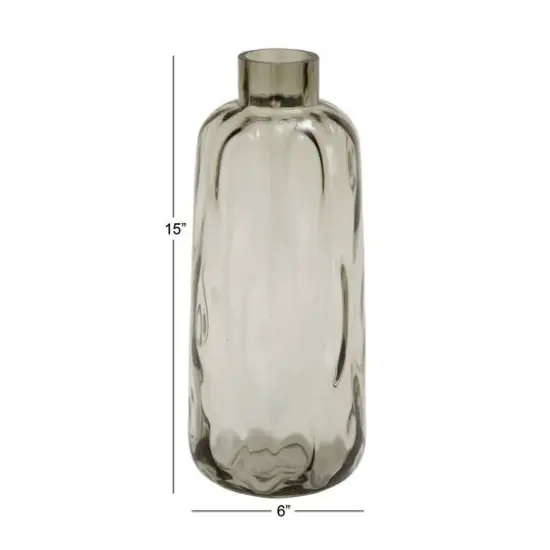 15" Gray Coastal Glass Vase {6}