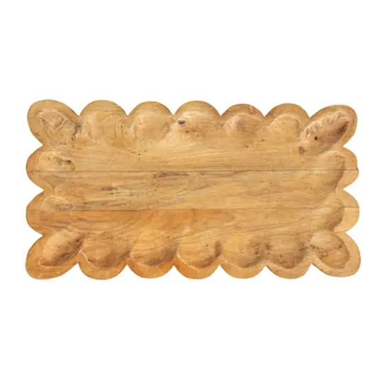 Hello Honey 17.5" Natural Scalloped Mango Wood Tray {4}
