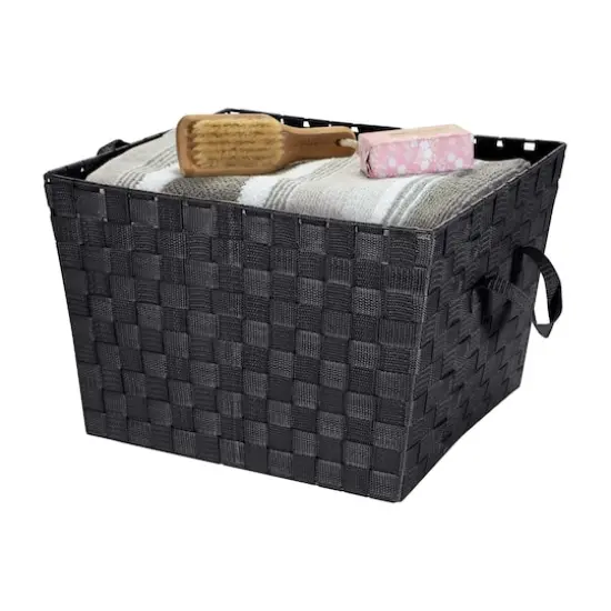 Simplify Large Black Woven Storage Bin {3}