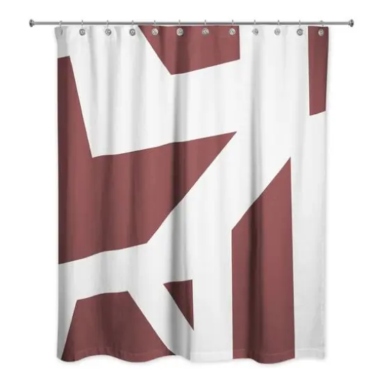 Geo Blocks Shower Curtain Maroon {1}