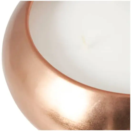 9" White 4-Wick Wax Tropical Breeze Scented Wide Dome Shaped Candle with Copper Container Bowl {5}