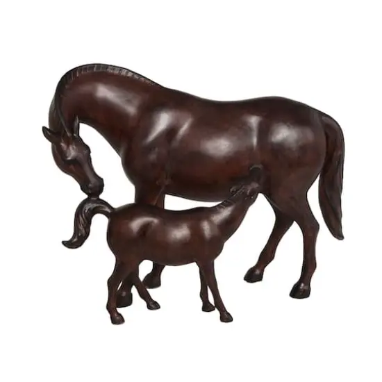 Dark Brown Horse Mom & Baby Sculpture  {1}