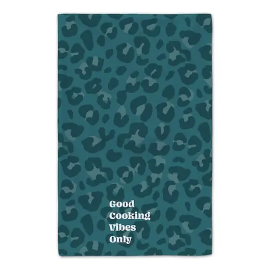Good Cooking Vibes Only Leopard Tea Towel Set Teal {5}