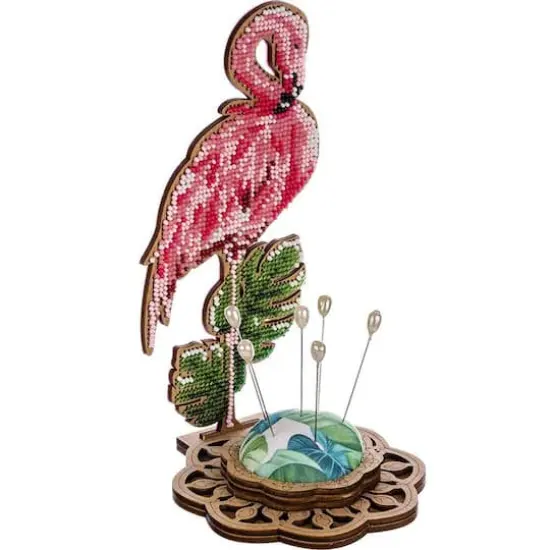 Wonderland Crafts Flamingo Bead Embroidery on Wood Kit {4}