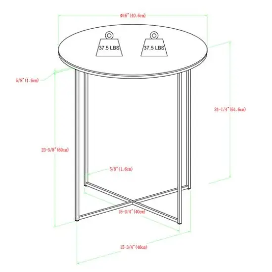 Walker Edison 16" Glam Round Side Table Glass/Chrome {7}
