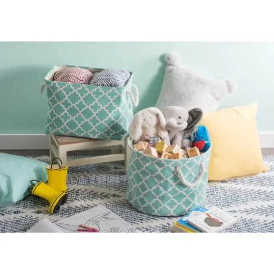 DII&reg; Small Rectangle Lattice Polyester Bin Aqua {4}