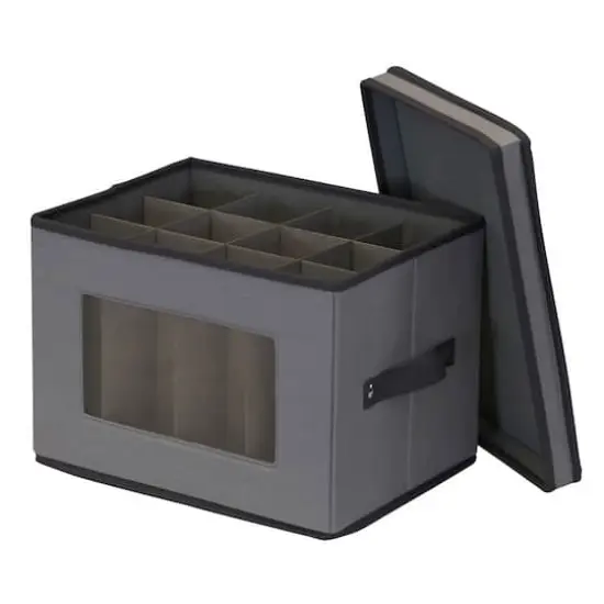 Household Essentials Champagne Glassware Storage Box Gray {5}