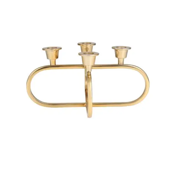 Gold Stainless Steel Overlapping Oval Geometric Candelabra {5}