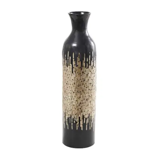 34" Black Capiz Shell Handmade Vase with Gold Ombre Design {5}
