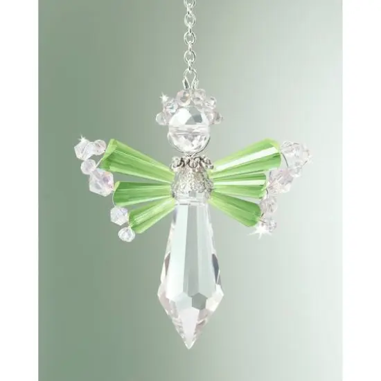 Solid Oak August/Peridot Birthstone Angel Crystal Suncatcher Ornament Kit {4}