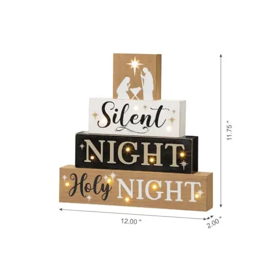 Glitzhome&reg; 12" LED Lighted Nativity Block Word Sign {7}