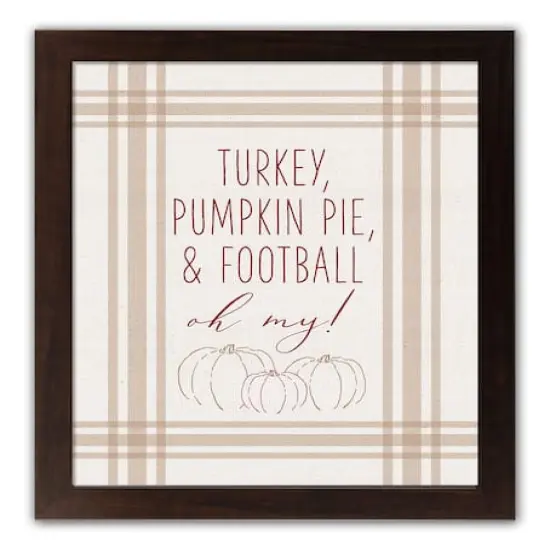 Turkey Pumpkin Pie & Football Walnut Framed Print Under Plexiglass {1}