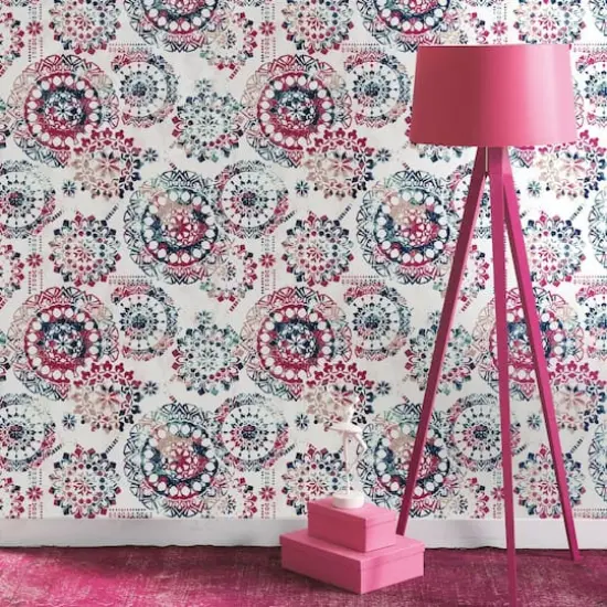 RoomMates Bohemian Medallion Peel & Stick Wallpaper Pink and Blue {5}