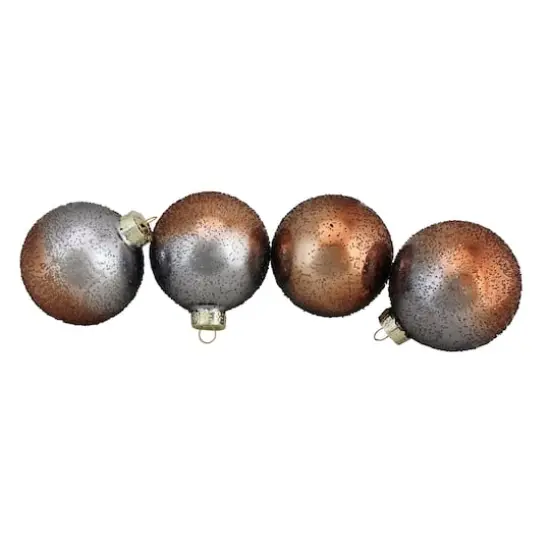 4ct. 3" Pink & Gray Hand Blown Textured Glass Ball Ornaments {3}