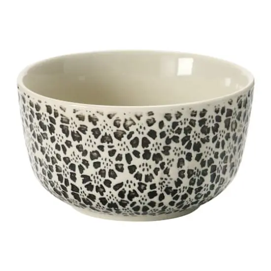 Hello Honey&reg; 4.5" Black & Cream Hand-Stamped Stoneware Bowl with Embossed Pattern, 4ct. {4}