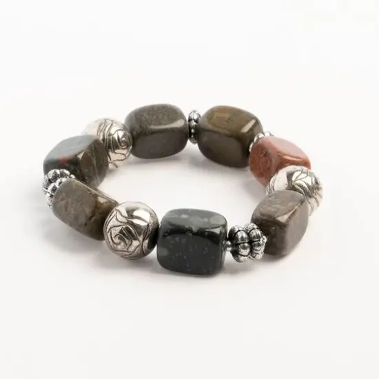 John Bead Jasper No.86 Natural Stone Stretch Bracelet {4}