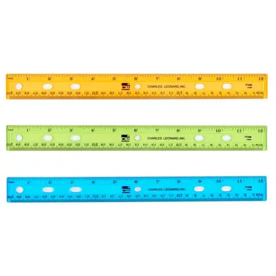 Charles Leonard Multicolors 12"Plastic Ruler, 48ct. {1}