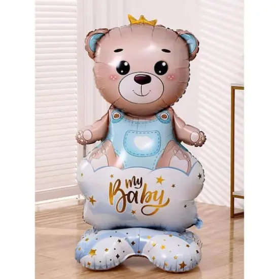 Wizardi Boy Bear with Crown Standing Foil Balloon Decoration {1}