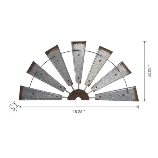 Glitzhome&reg; Galvanized Metal Semi-Circle Windmill Wall D&eacute;cor {13}