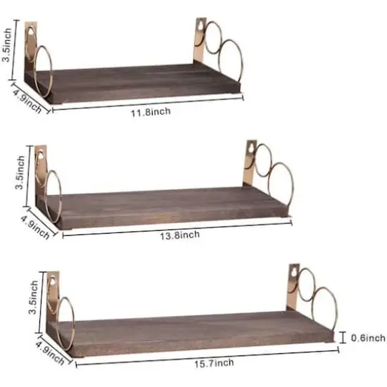 Rustic Wood Floating Shelves Set {3}