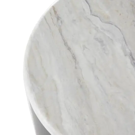 Black Metal Nesting Accent Table with Faux White Marble Top Set {5}