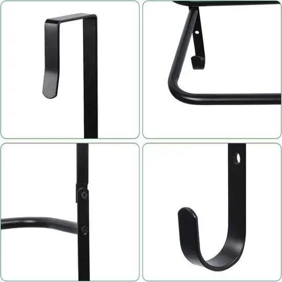 Black Over The Door Towel Rack Bathroom with Hooks {5}