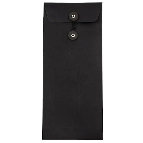 JAM Paper #10 Black Linen Business Button & String Closure Premium Envelopes, 25ct. {1}
