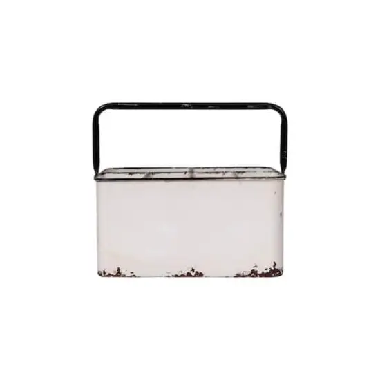 Hello Honey® Distressed White Metal Caddy With 6 Compartments {4}