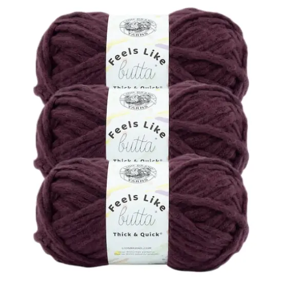 3 Pack Lion Brand&reg; Feels Like Butta&reg; Thick & Quick&reg; Yarn Vineyard Wine {1}